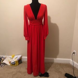 F21 Red long sleeve maxi dress
